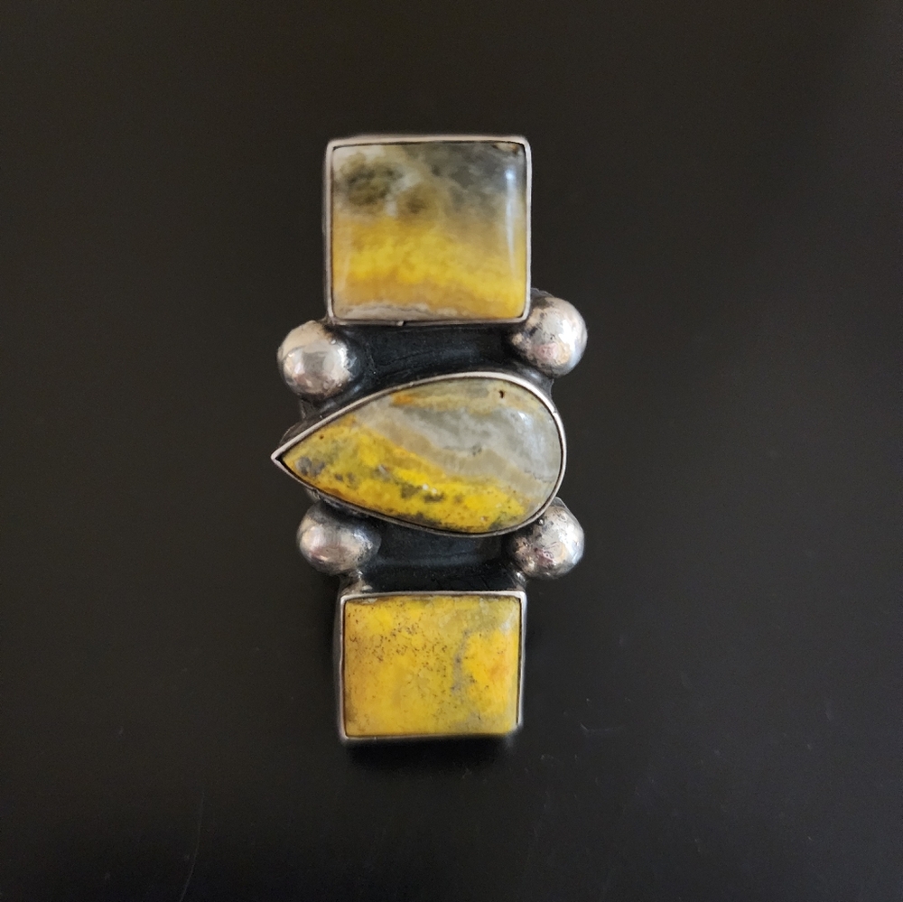 Sterling Silver Bumblebee Jasper Ring - image 1